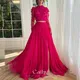 Cathy hot pink Ballkleid zweiteiliges Set Abendkleid Langarm فساتين مناسبة رسمية Blume A-Linie