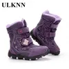 ULKNN kinder Winter Schnee Stiefel Für Baby Mädchen Schuhe kinder Jungen Mode Plus Samt Warme Wasserdichte Nicht-slip Boot TPR Lila