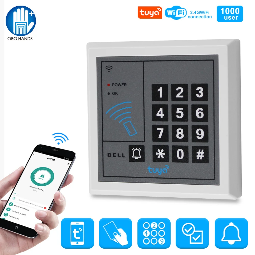 Wifi tuya Zugangs kontroll tastatur 125kHz rfid Standalone Access Controller System Türöffner wg26 Kartenleser Smart App entsperren Image