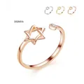 3 farbe Original David Stern Ring Gold Farbe Ringe Für Frauen Einfache Strass Hexagramm Offenen Ring