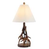 Cabell 26 Farmhouse Rustic Iron LED Table Lamp Brown/White