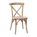 Bistro Style Cross Back Medium With White Grain Wood Stackable Dining Chair - X Back Banquet Dining Chair