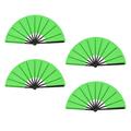 Uxcell Folding Fan Vintage Handheld Fans Plastic for Halloween Party 64x33cm/25.2x13 Pack of 4 (Green Black)