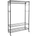 Bornmio 3-Tiers Large Size Heavy Duty Wire Shelving Garment Rolling Rack Clothing Rack