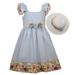 Bonnie Jean Girls 2T-4T Phoebe Seersucker Dress with Matching Hat (Blue 2T)