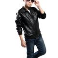 HBFAGFB Boys Jacket Little Boys Leather Zipper Jacket Lightweight and Fashion PU Outwear Black Size 120