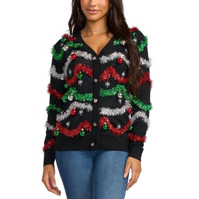 Women's Midnight Garland Light Up Christmas Cardigan Sweater