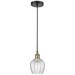 Norfolk 5.75" Wide Black Brass Corded Mini Pendant With Clear Shade