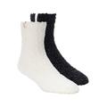 Skechers Women's GO LOUNGE Furry Crew Socks - 2 Pack in White/Black, Size Medium