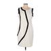 Calvin Klein Casual Dress - Mini Scoop Neck Sleeveless: Ivory Color Block Dresses - Women's Size 12