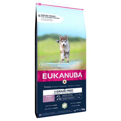 Sparpaket: 2x12kg Eukanuba Grain Free Puppy Large Breed Lamm Hundefutter trocken