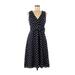 J.Crew Casual Dress - A-Line V Neck Sleeveless: Blue Polka Dots Dresses - Women's Size 0