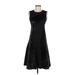 DKNY Casual Dress - A-Line: Black Damask Dresses - Women's Size 2