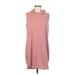 Shein Casual Dress - Shift Turtleneck Sleeveless: Pink Print Dresses - Women's Size 6
