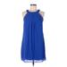 Iz Byer Casual Dress - Shift: Blue Solid Dresses - Women's Size Medium