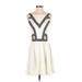 Bebe Casual Dress - A-Line Crew Neck Sleeveless: Ivory Dresses - Women's Size 4
