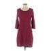 Sail to Sable Casual Dress - Shift Scoop Neck 3/4 sleeves: Red Print Dresses - Women's Size Medium