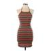 Shein Casual Dress - Bodycon Halter Sleeveless: Brown Print Dresses - Women's Size Medium