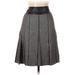 Carlisle Casual Midi Skirt Long: Gray Chevron/Herringbone Bottoms - Women's Size 8