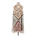 Speechless Casual Dress - Mini High Neck Sleeveless: Tan Floral Dresses - Women's Size 2X
