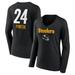 Women's Fanatics Branded Joey Porter Jr. Black Pittsburgh Steelers Team Wordmark Player Name & Number Long Sleeve V-Neck T-Shirt