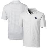 Men's Cutter & Buck White Tennessee Titans Big Tall Forge Pencil Stripe Stretch Polo