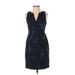 Ann Taylor Factory Casual Dress - Sheath V Neck Sleeveless: Blue Dresses - Women's Size 2 Petite
