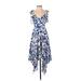 Alexis Casual Dress - A-Line V-Neck Sleeveless: Blue Print Dresses - Women's Size 2X-Small