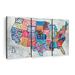 Elephant Stock USA Map Colored States USA Map On Canvas 3 Pieces Print Canvas | 42 H x 65 W x 1.25 D in | Wayfair RV-211_colored-states-usa-map