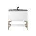 James Martin Vanities Milan 35" Single Bathroom Vanity Set Solid Surface/Metal in White | 36 H x 35.38 W x 18.13 D in | Wayfair 801V35.4GWBNKCHB