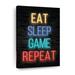 Elephant Stock Neon Eat Sleep Game Repeat On Canvas Print Canvas | 30 H x 20 W x 1.25 D in | Wayfair RV-237_neon-eat-sleep-game-repeat