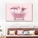 Bay Isle Home™ Bathtub Animal Pink Flamingos Canvas Print Plastic | 51 H x 34 W x 1.25 D in | Wayfair 61E1597C524847628EA8B3D9A959F0E2