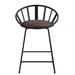 17 Stories Zack 23" Counter Stool Wood/Leather/Metal/Faux leather in Black/Brown | 29.53 H x 19.69 W x 19.69 D in | Wayfair