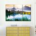 Loon Peak® Mountain & Lake Sunrise - 3 Piece Wrapped Canvas Print Canvas in Gray/White | 36 H x 57 W x 1.25 D in | Wayfair