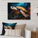 Bay Isle Home™ Turtle Aquatic Wanderer Geometric II - Animals Metal Wall Decor Metal in Blue | 12 H x 20 W x 1 D in | Wayfair