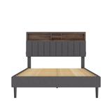 Hokku Designs Pannu Platform Storage Bed Upholstered/Linen in Gray | 44.7 H x 57.1 W x 79.1 D in | Wayfair 55CD41ECEBF0493480229BF5705C4C89