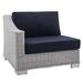 Conway Sunbrella® Outdoor Patio Wicker Rattan Left-Arm Chair - East End Imports EEI-3975-LGR-NAV
