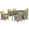 Conduit 7 Piece Outdoor Patio Wicker Rattan Dining Set - East End Imports EEI-4015-LGR-PER-SET