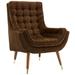 Suggest Button Tufted Performance Velvet Lounge Chair - East End Imports EEI-3001-BRN