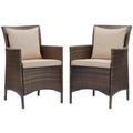 Conduit Outdoor Patio Wicker Rattan Dining Armchair Set of 2 - East End Imports EEI-4030-BRN-BEI