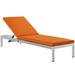 Shore Outdoor Patio Aluminum Chaise with Cushions - East End Imports EEI-4501-SLV-ORA