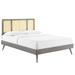 Kelsea Cane and Wood Full Platform Bed With Splayed Legs - East End Imports MOD-6696-GRY