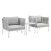 Harmony 3-Piece Sunbrella® Basket Weave Outdoor Patio Aluminum Seating Set - East End Imports EEI-4684-TAU-GRY-SET