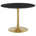 "Lippa 40"" Round Artificial Marble Dining Table - East End Imports EEI-5238-GLD-BLK"