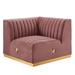 Conjure Channel Tufted Performance Velvet Left Corner Chair - East End Imports EEI-5505-GLD-DUS