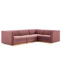 Sanguine Channel Tufted Performance Velvet 4-Piece Right-Facing Modular Sectional Sofa - East End Imports EEI-5829-DUS