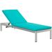 Shore Outdoor Patio Aluminum Chaise with Cushions - East End Imports EEI-5547-SLV-TRQ