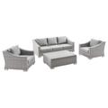 Conway 4-Piece Outdoor Patio Wicker Rattan Furniture Set - East End Imports EEI-5095-GRY
