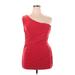 Missguided Cocktail Dress - Mini One Shoulder Sleeveless: Red Print Dresses - Women's Size 14