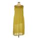 Donna Ricco Casual Dress - Shift Crew Neck Sleeveless: Yellow Print Dresses - Women's Size 22 Plus